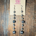 Fancy Drop Patterned Navajo Pearl Sterling Silver Earring