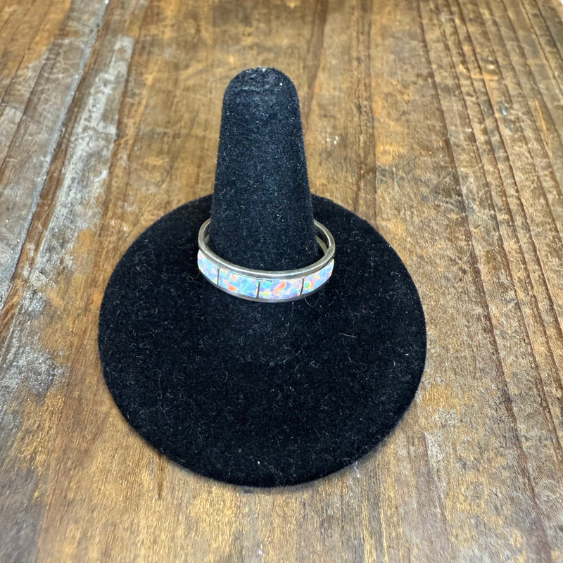 Single Opal Inlay Sterling Silver Ring