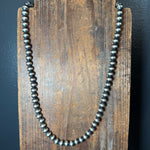 24 inch 8mm Navajo Pearl Sterling Silver Necklace