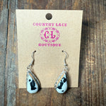 White Buffalo w/ Silver Detail French Hook Sterling Silver Earring