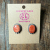 Unique Orange Spiny with Detail Post Sterling Silver Earring