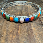 Multi Colored Gorgeous Bangle Sterling Silver Bracelet