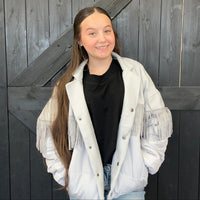 GREY fringed jacket 
