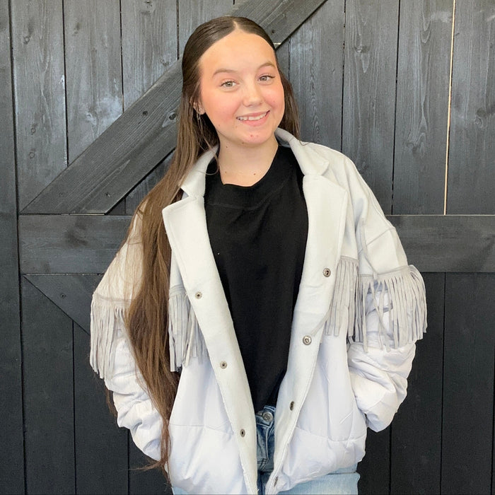 GREY fringed jacket 
