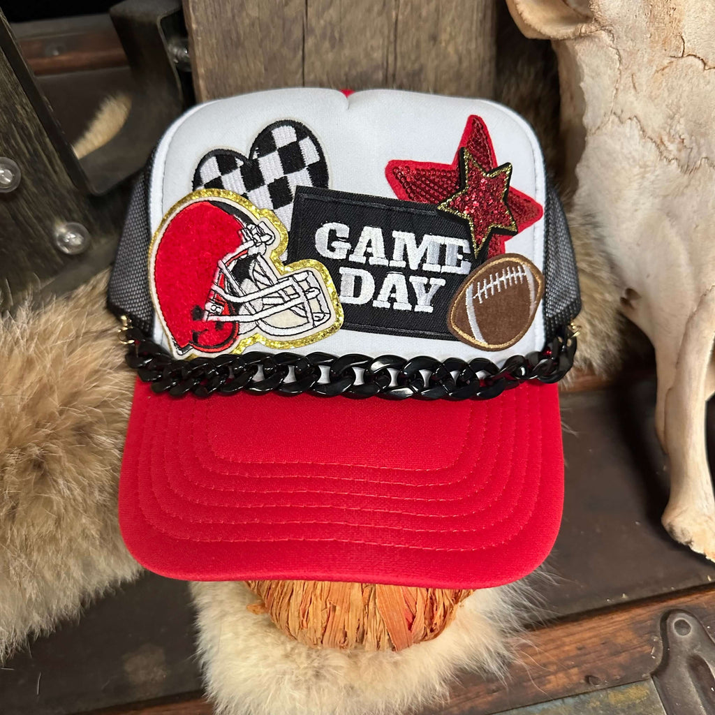 Game Day Red Back & White Trucker Cap