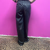 Glossy Leather Look Wide Leg Flare Pants Black Mono B88
