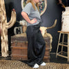 Glossy Leather Look Wide Leg Flare Pants Black Mono B 1