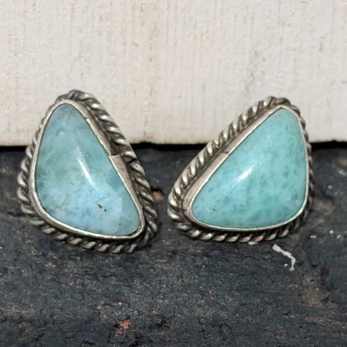 Gorgeous Larimar Post Genuine Sterling Silver Earring