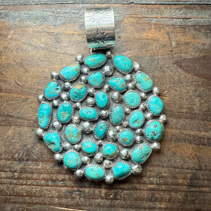 Gorgeous Round Turquoise Genuine Pendant for Necklace