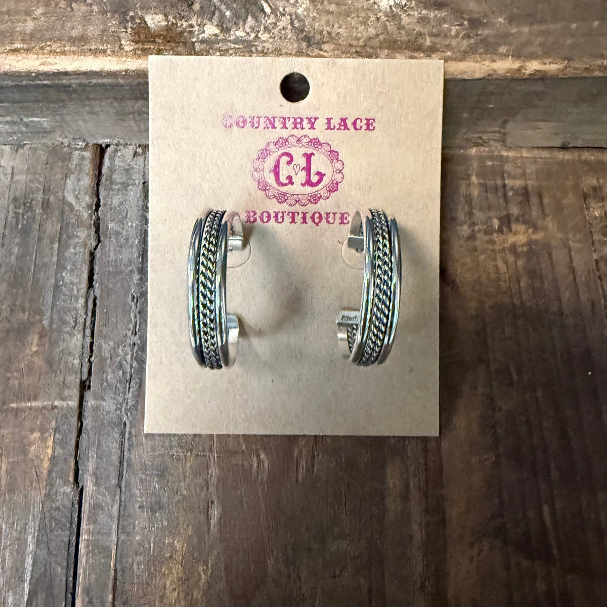 Gorgeous Sterling Silver Hoop Post Genuine Earring