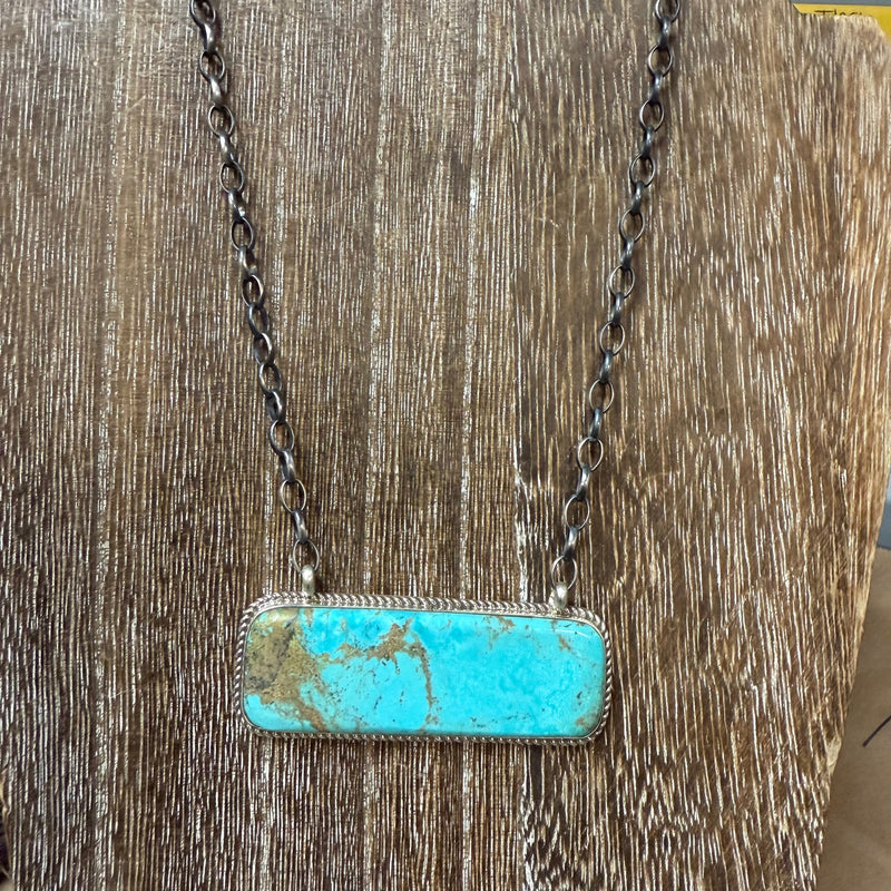 Gorgeous Turquoise Big Bar Genuine Necklace
