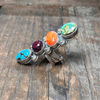 Gorgeous Turquoise Orange & Purple Spiny & Sonoran Gold Adjustable Genuine Ring...