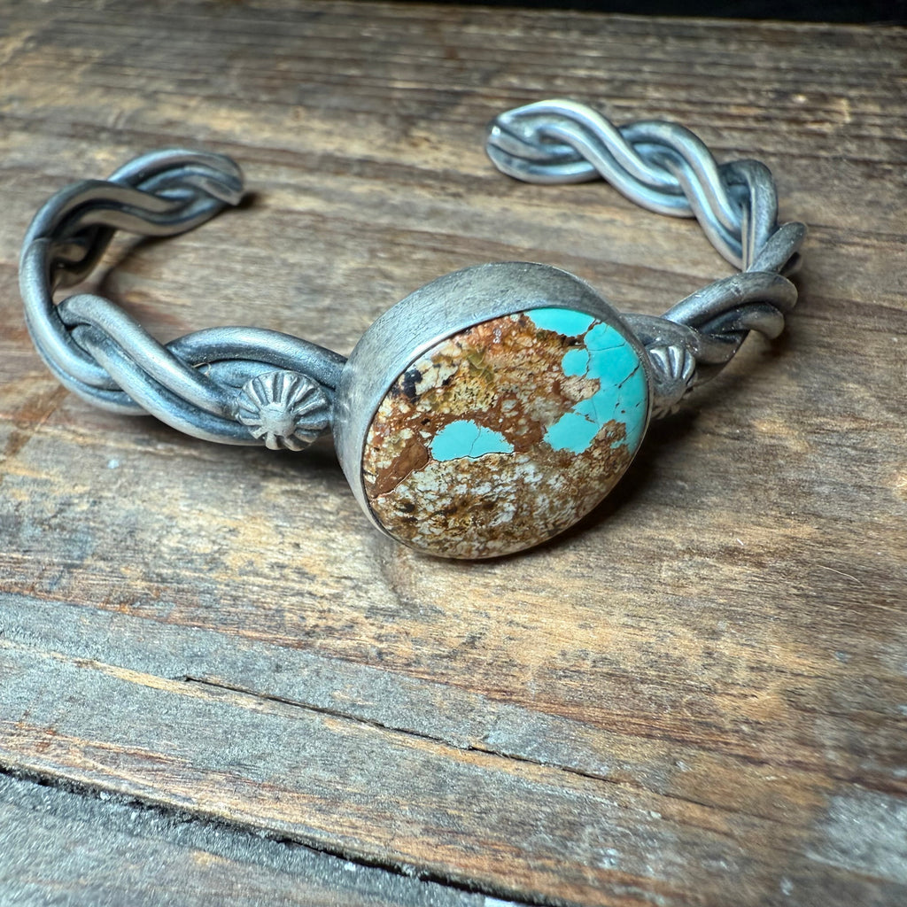 Gorgeous Turquoise with Twisted Cuff Genuine Bracelet