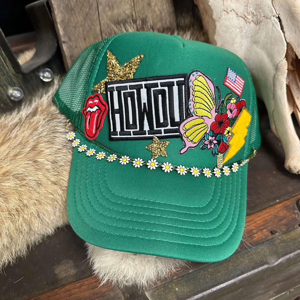 Green Howdy Butterfly Custom Trucker Hat