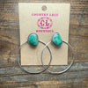 Green Turquoise Hoop Post Genuine Earring