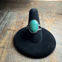 Green Turquoise Oval Genuine Ring