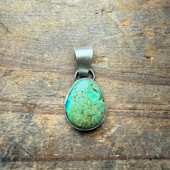 Green Turquoise Rounded Triangle Genuine Necklace Pendant