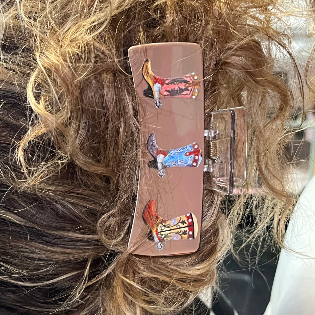 Hair clip with cowboy boot 