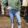 High Rise Distressed Knee Straight-Wide Cuffed Risen Jeans88