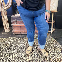 High Rise Straight Raw Hem Cuffed Slim Risen Jeans4