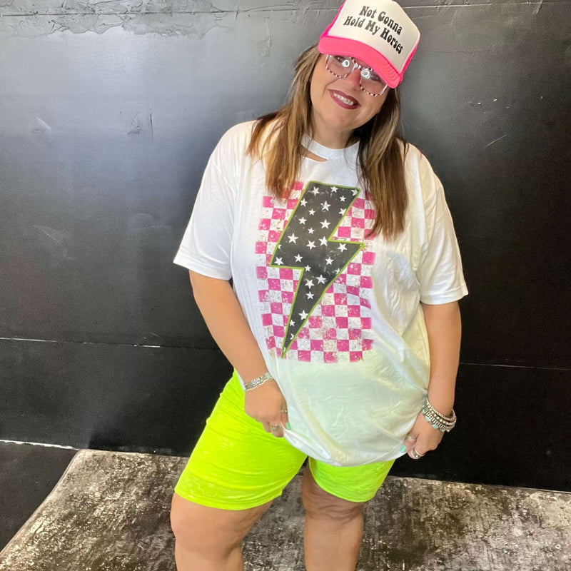 Highlighter Neon Biker Aztec Athletic Shorts3