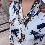 Horse Button Down Long Sleeve Top 1