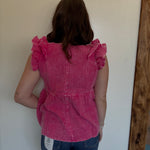 Hot Pink Flowy Ruffle Sleeveless Top2