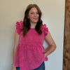 Hot Pink Flowy Ruffle Sleeveless Top
