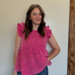 Hot Pink Flowy Ruffle Sleeveless Top