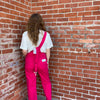 Hot Pink Risen Overalls Crop Jeans / Small77