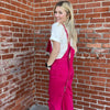 Hot Pink Risen Overalls Crop Jeans / Small88