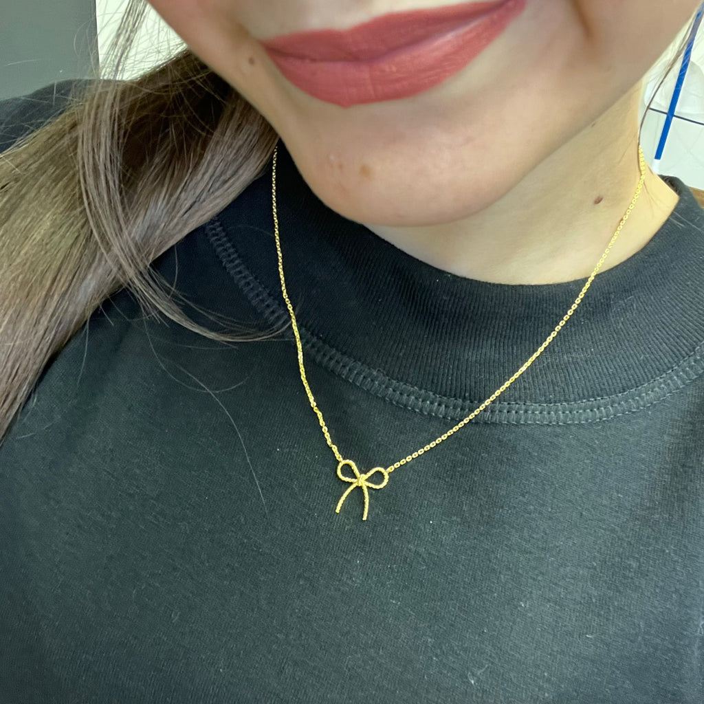 Dainty Gold Bow Fashion Necklace