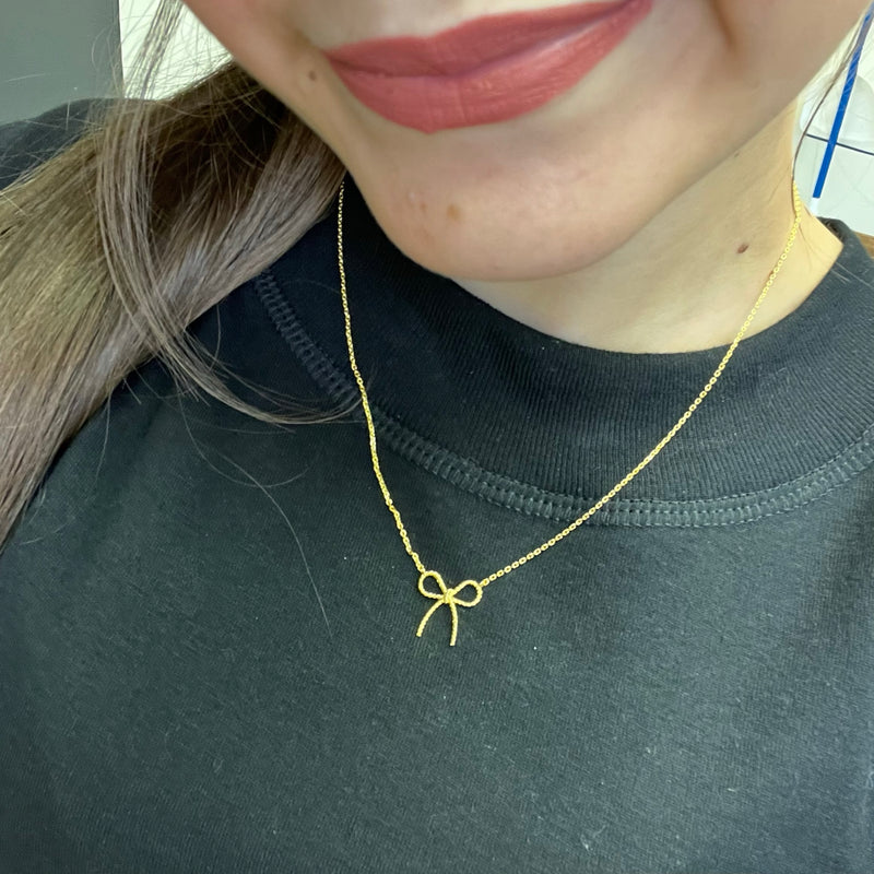 Dainty Gold Bow Fashion Necklace