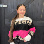 Super Soft Pink & Leopard Striped Sweater
