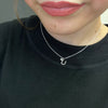Silver Horse Shoe with Crystal Stone Fashion Necklace