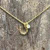 Gold Horse Shoe with Crystal Stone Fashion Necklace