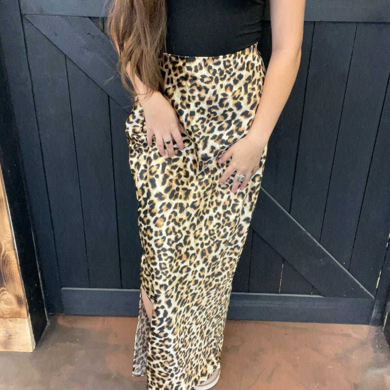 Silky Leopard Skirt