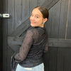 Tooled In Black With Ruffle Sleeve Mesh Long sleeve Top