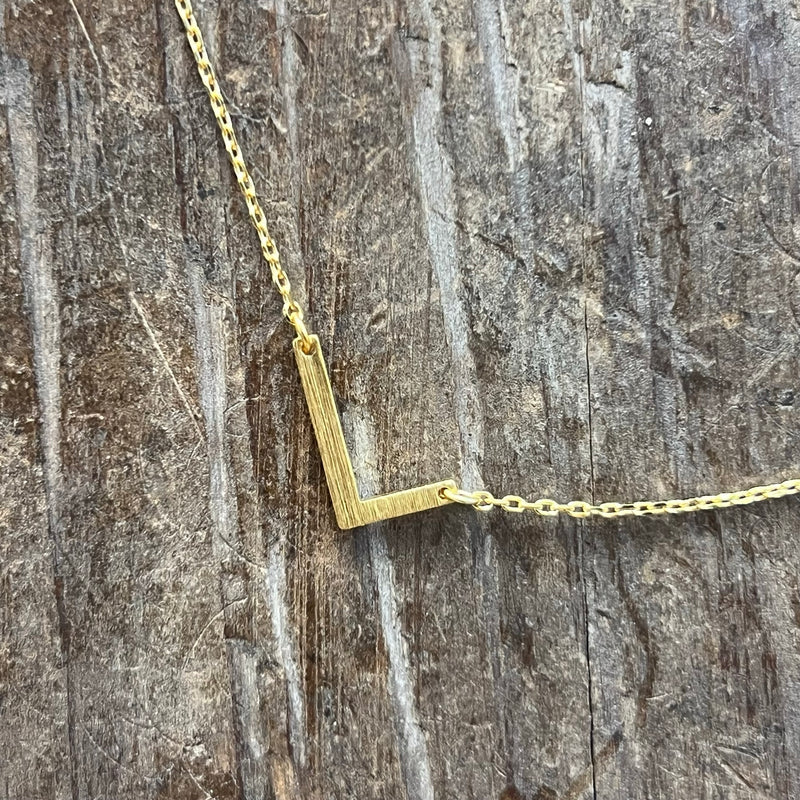 Flat Sideways Gold Fashion Letter Necklace