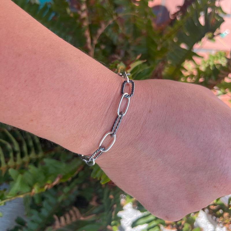 7 inch Patterned Link chain Genuine Bracelet