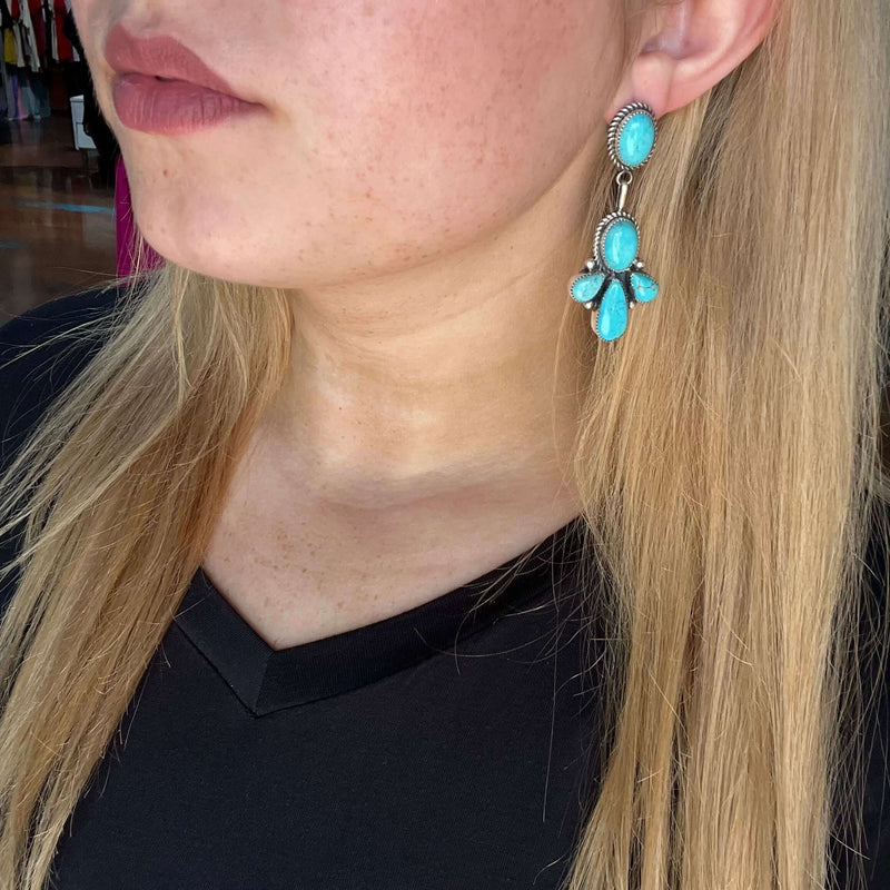 Kingman Turquoise Chandelier Post Genuine Earring
