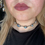 17 1/2 inch Purple Mojave 7 Stone Choker Sterling Silver Necklace