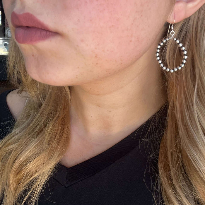 4mm Circle Round Hoop Navajo Pearl Genuine Earring