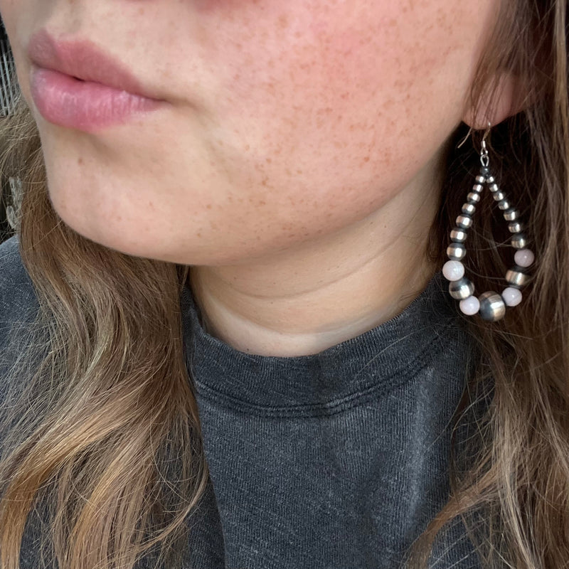 Patterned Pink Purvian Navajo Pearl Genuine Earring