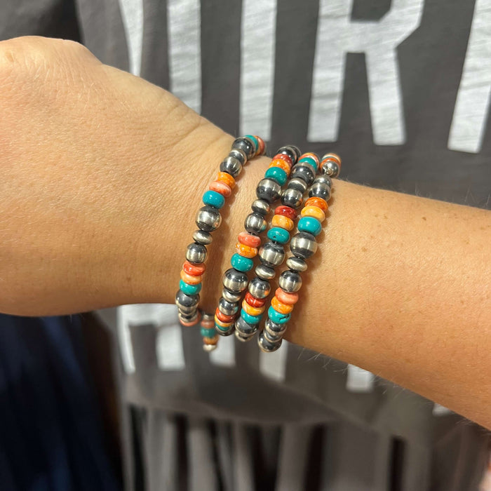 Slinky Wrap Around Multistone Round Hoop Navajo Genuine Bracelet