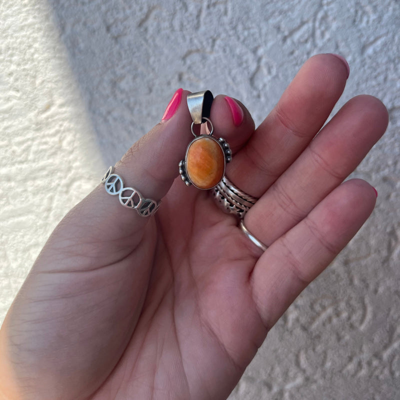 Dainty Orange Spiny Genuine Pendant Necklace