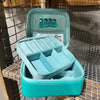 Turquoise Square Black Cowhide Jewelry Case