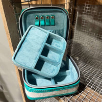 Turquoise Square Cowhide Jewelry Case