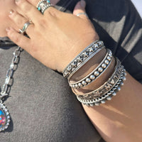 Thick Star Cuff Sterling Silver Bracelet