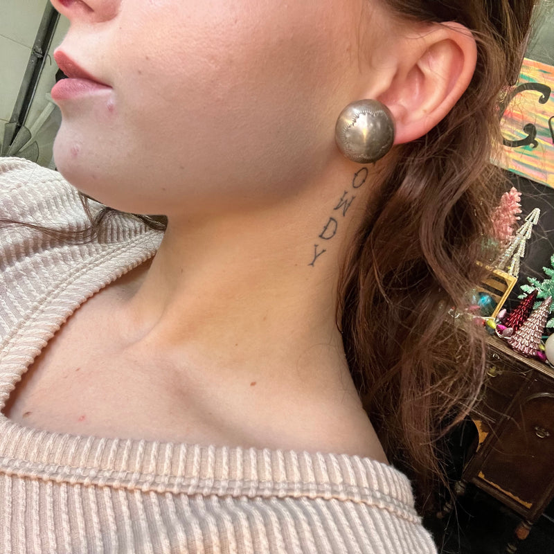 Big Round Stamped Genuine Post Style Earrings